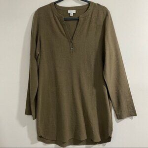j jill tencel tunic green textured blouse